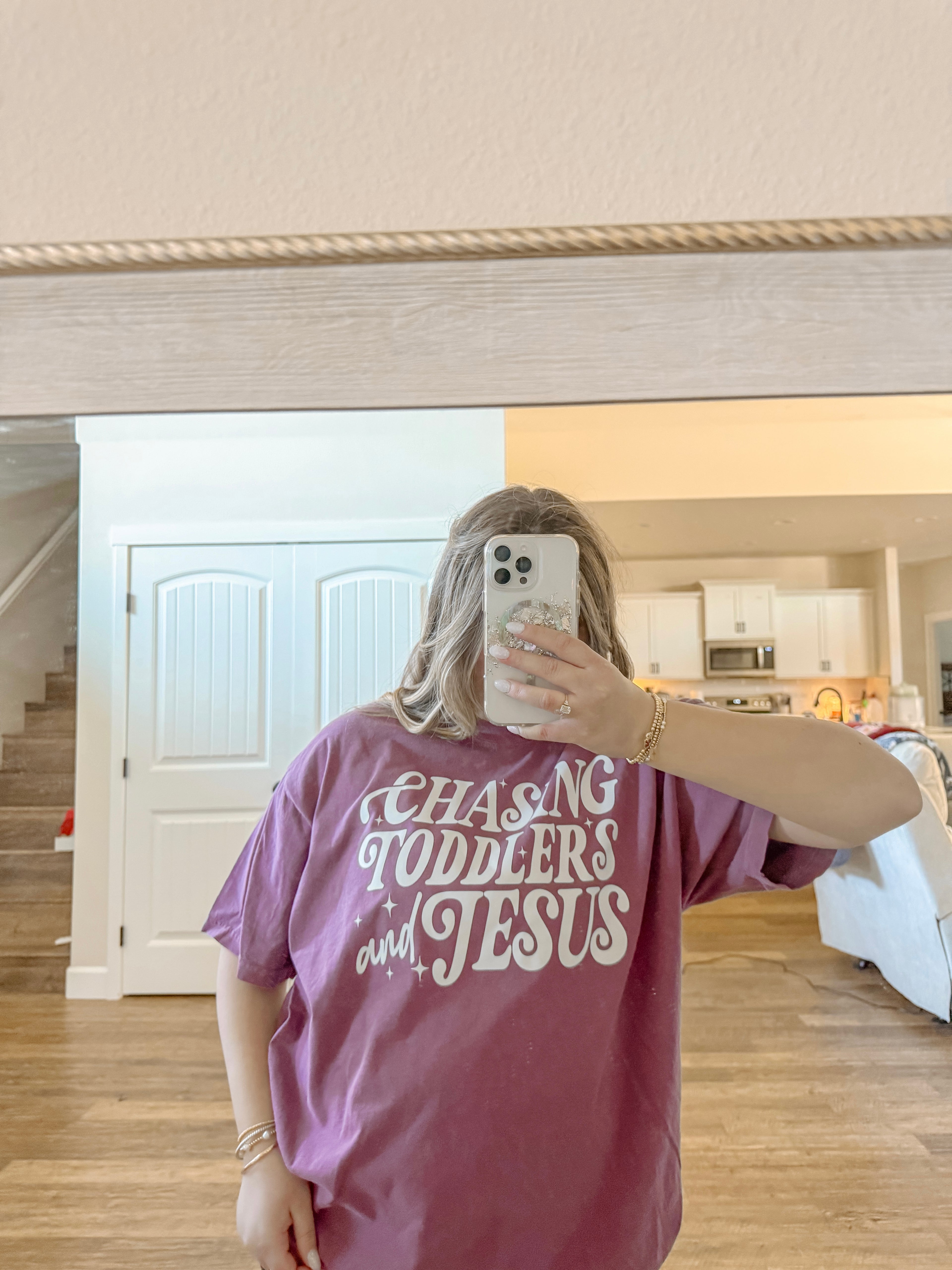 Chasing toddlers and Jesus tee
